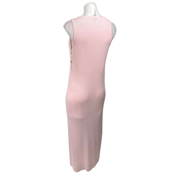 Legoe Pink Ribbed Knit Sleeveless Scoop Neck Maternity Bodycon Maxi Dress Size L - Picture 2 of 5